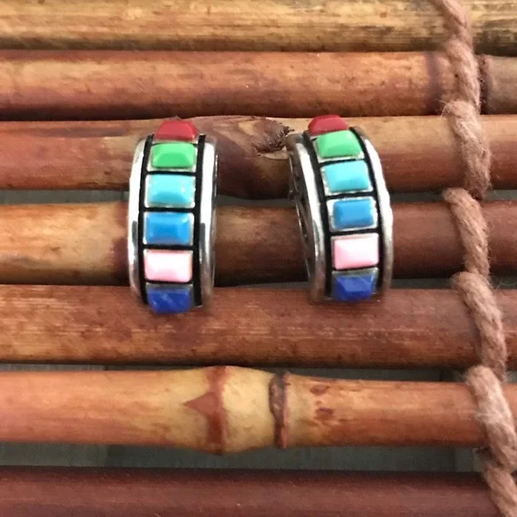 Silpada Sterling Silver Post Earrings Colorful stones - Picture 3 of 8